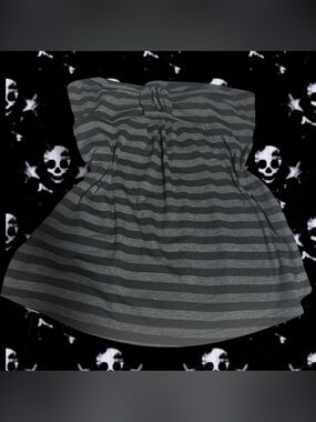 Strapless Black & Gray Striped Tube Top